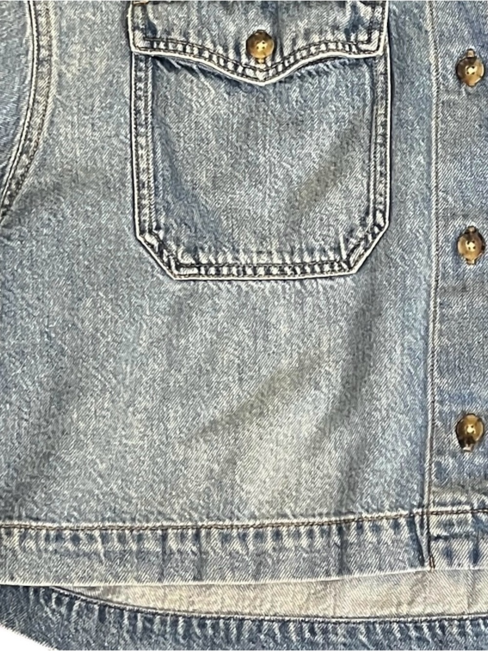 Madewell Boxy Cropped Denim Shirt Short Sleeve Hallstead Wash L Utility - Picture 7 of 11